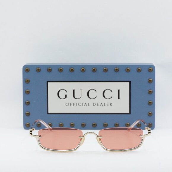 Gucci GG1278S 003 Rectangle Sunglasses - Gold\Red - Picture 2 of 10